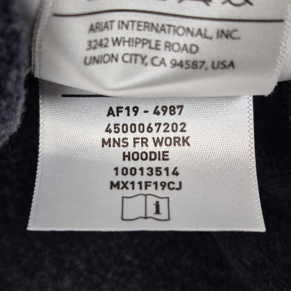 Ariat FR Hoodie Mens XL Navy Blue Polartec Flame Resistant CAT 2 Workwear - Picture 6 of 11